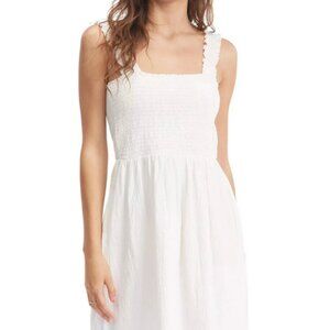 Roxy Hanging 10 Dress Smocked Sleeveless Bijou Ivory New S